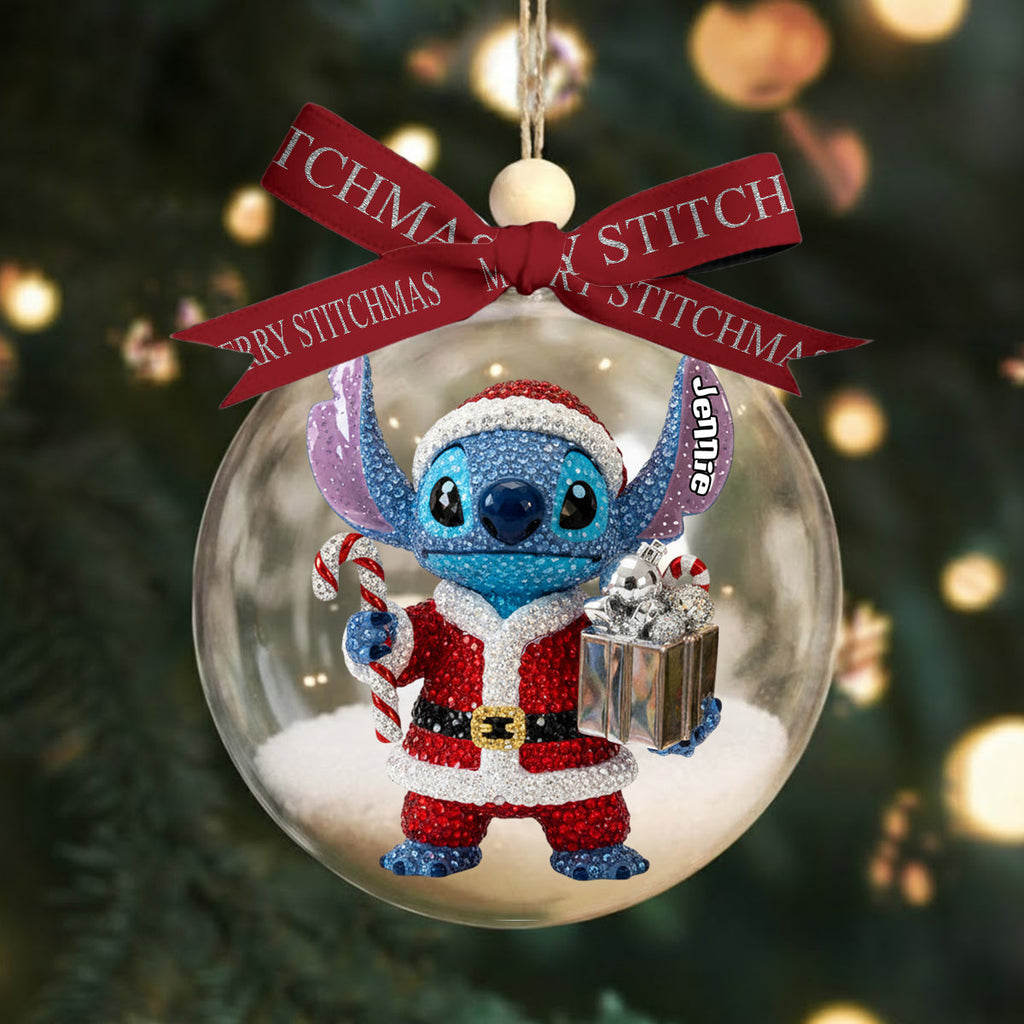 Personalized Snow Globe Ornament with Bow | Custom Holiday Gift Snow Globe Ornament With Bow GradoCreations