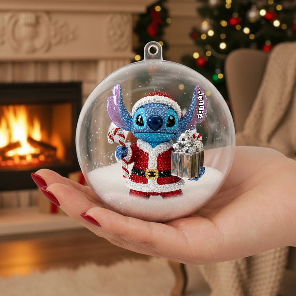 Personalized Snow Globe Ornament with Bow | Custom Holiday Gift Snow Globe Ornament With Bow GradoCreations