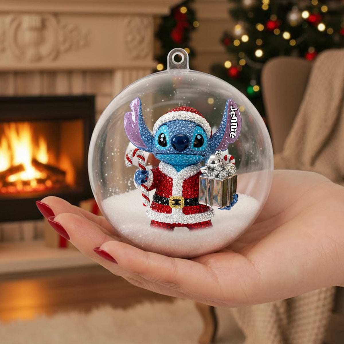Personalized Snow Globe Ornament with Bow | Custom Holiday Gift Snow Globe Ornament With Bow GradoCreations