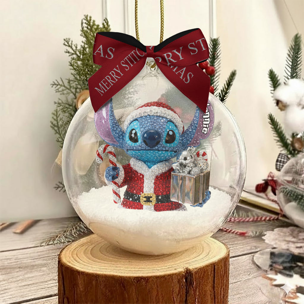 Personalized Snow Globe Ornament with Bow | Custom Holiday Gift Snow Globe Ornament With Bow GradoCreations