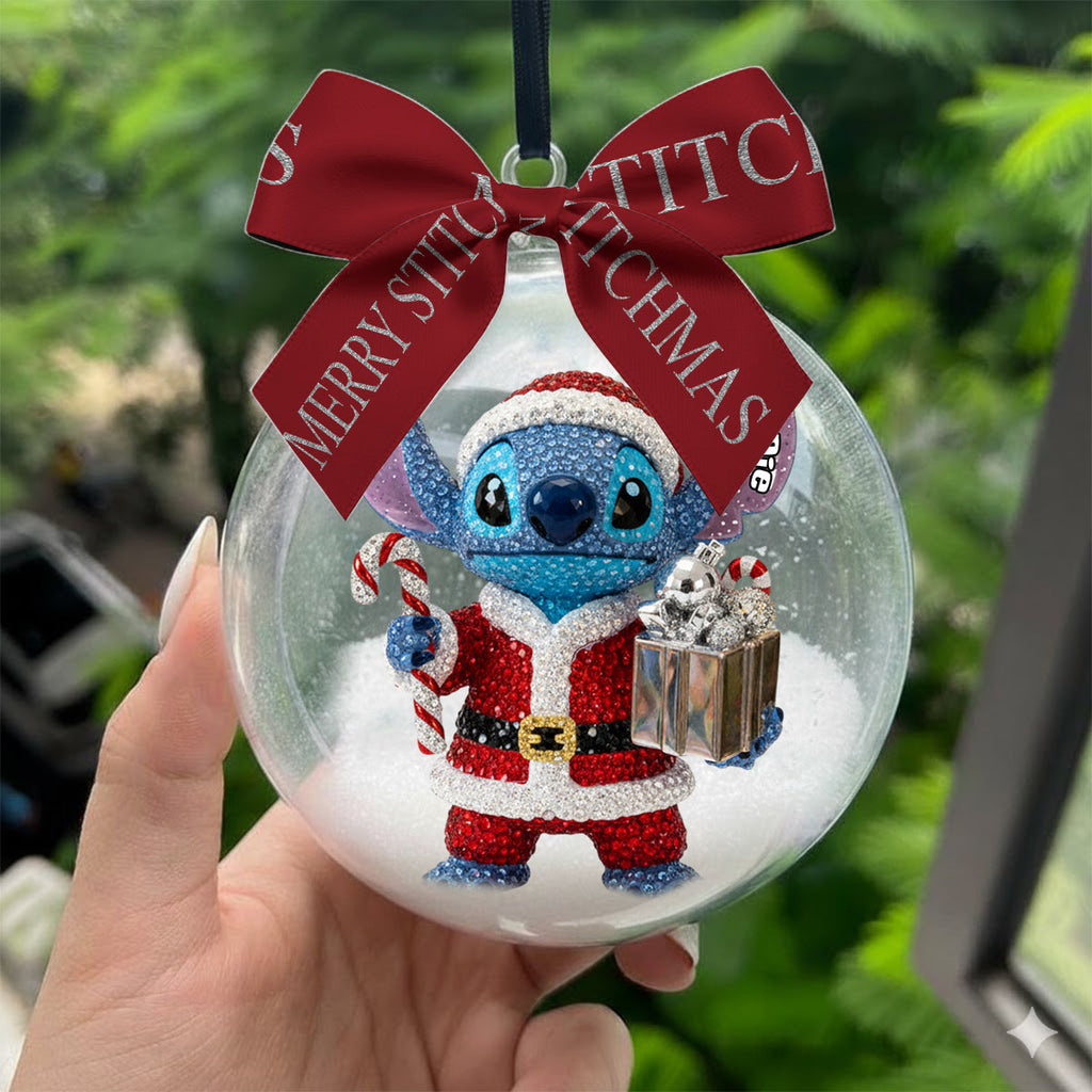 Personalized Snow Globe Ornament with Bow | Custom Holiday Gift Snow Globe Ornament With Bow GradoCreations