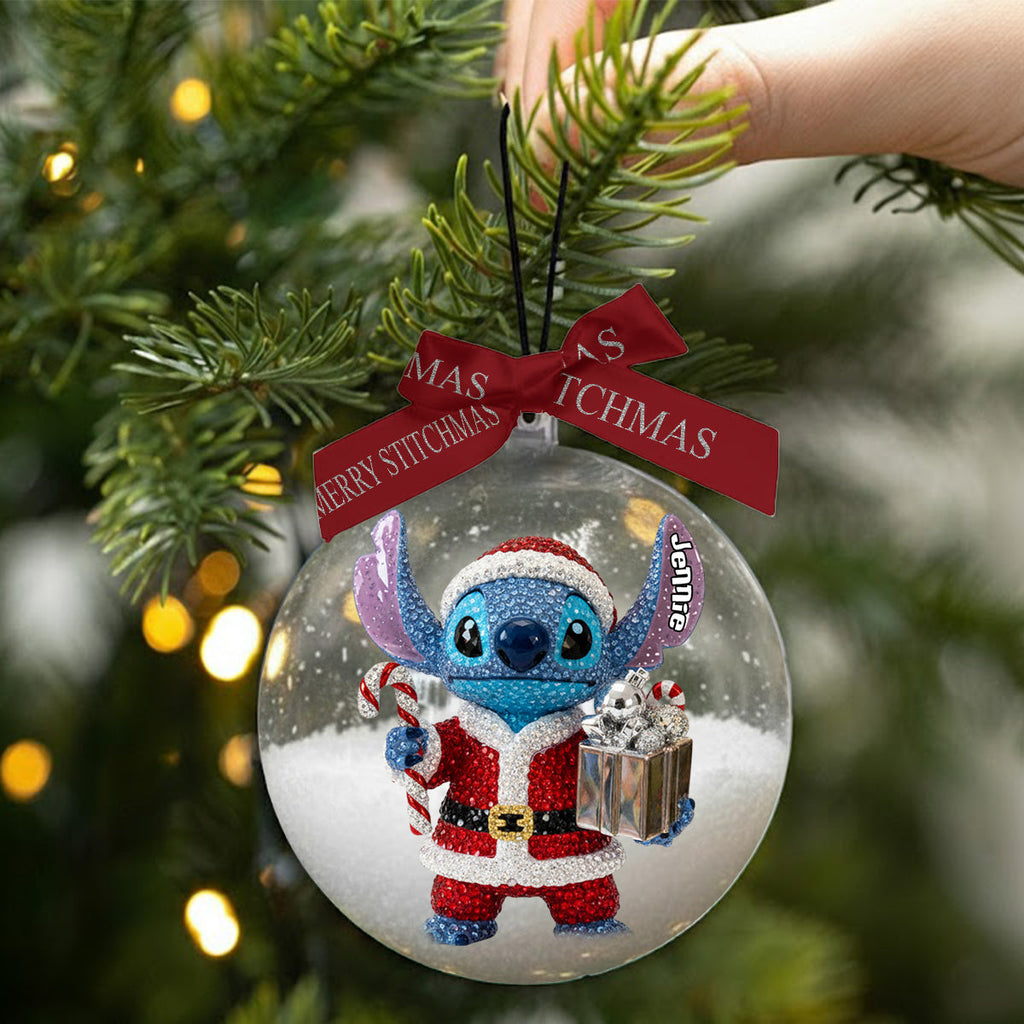 Personalized Snow Globe Ornament with Bow | Custom Holiday Gift Snow Globe Ornament With Bow GradoCreations