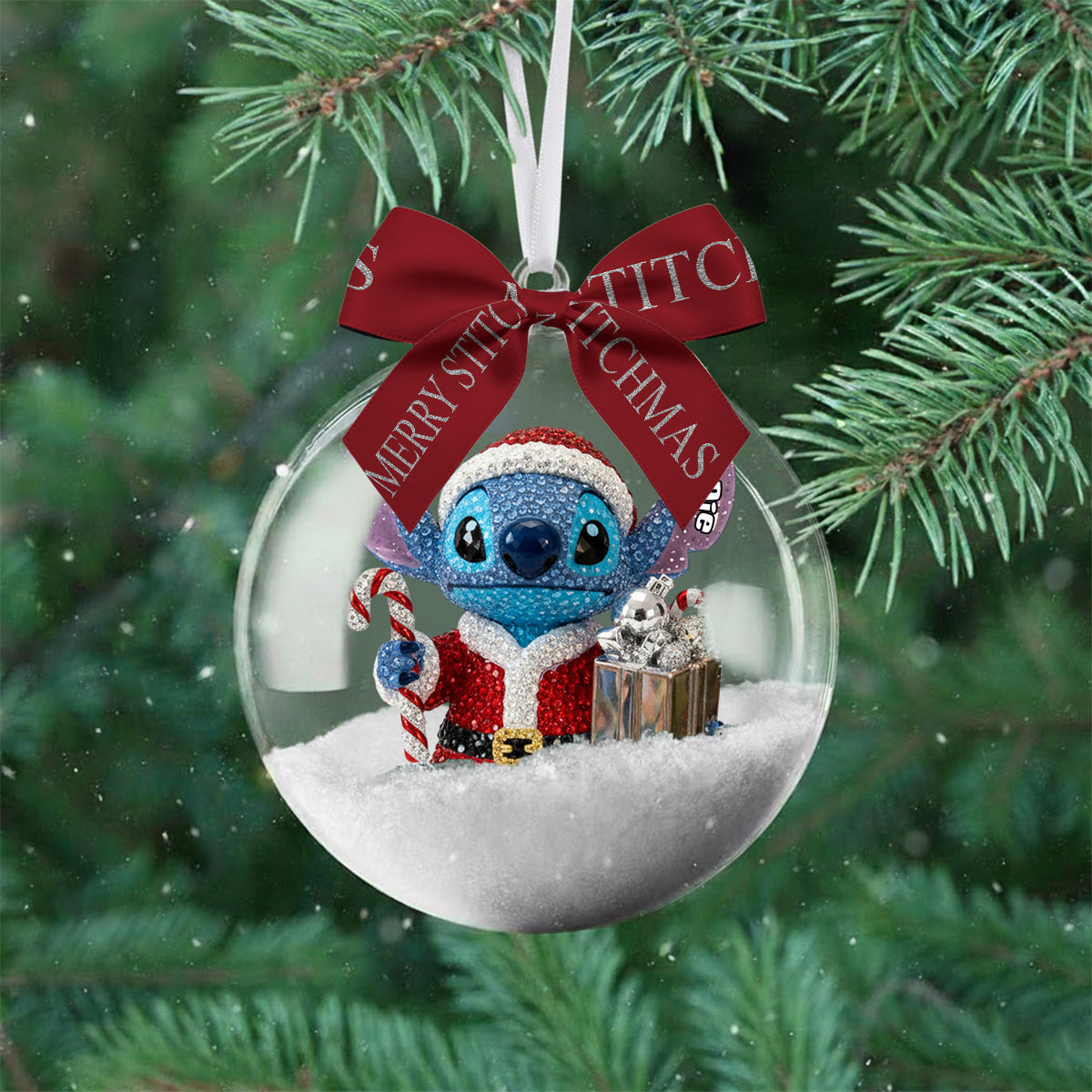 Personalized Snow Globe Ornament with Bow | Custom Holiday Gift Snow Globe Ornament With Bow GradoCreations