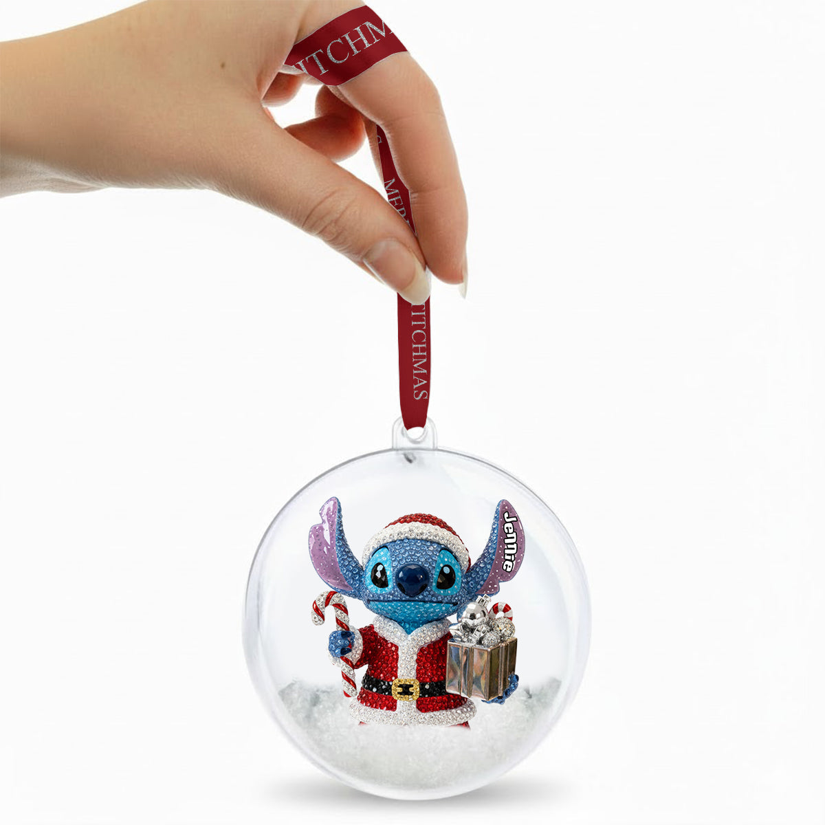 Personalized Snow Globe Ornament with Bow | Custom Holiday Gift Snow Globe Ornament With Bow GradoCreations