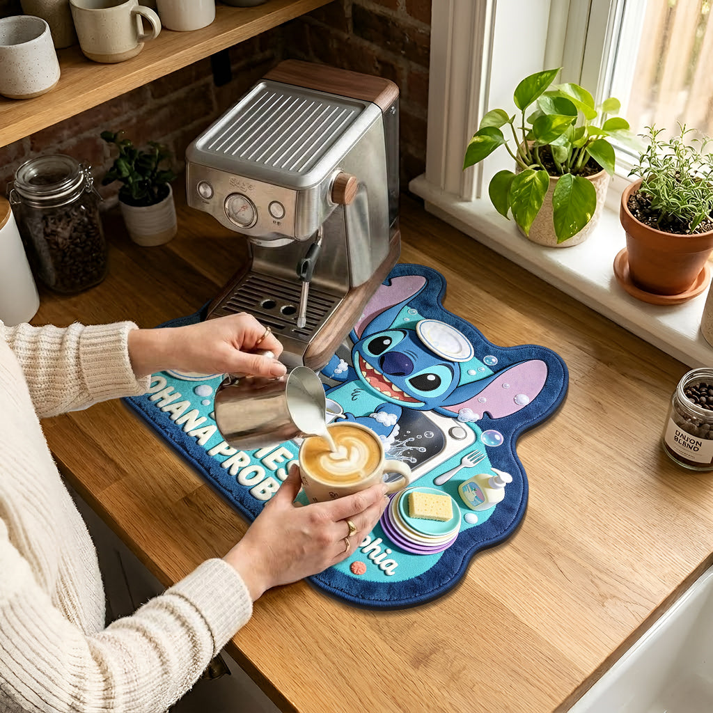 Personalized Ohana Drying Mat with Cute Stitch Design for Home Drying Mat GradoCreations