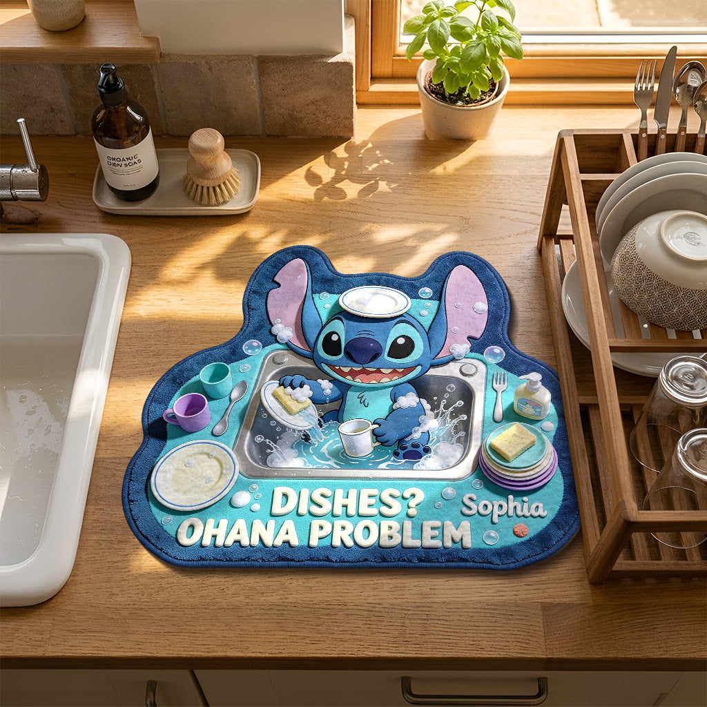 Personalized Ohana Drying Mat with Cute Stitch Design for Home Drying Mat GradoCreations