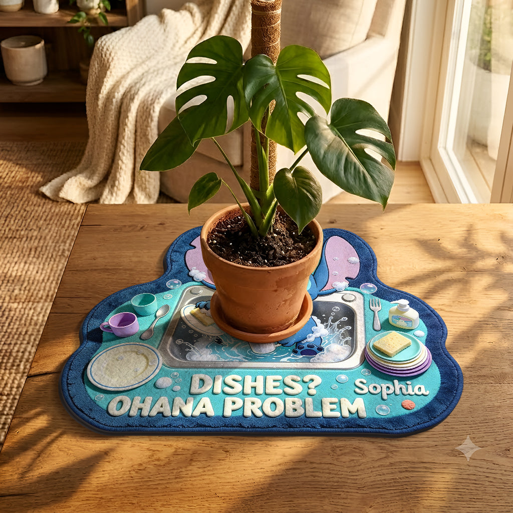 Personalized Ohana Drying Mat with Cute Stitch Design for Home Drying Mat GradoCreations