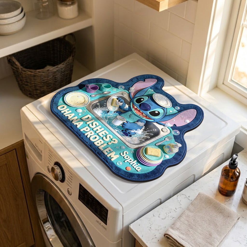 Personalized Ohana Drying Mat with Cute Stitch Design for Home Drying Mat GradoCreations