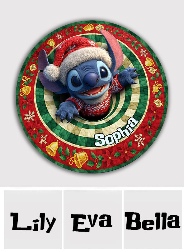 Personalized Ohana Round Rug with Stitch Design for Family Home Round Rug GradoCreations