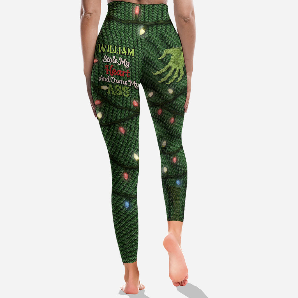 Personalized Christmas Leggings with Grinch Design for Women Leggings GradoCreations