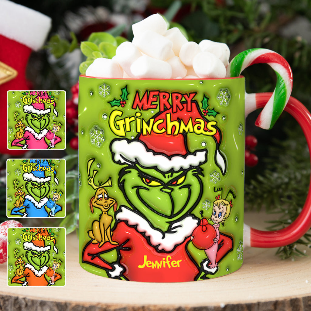 Personalized Merry Grinchmas Accent Mug Custom Name Gift for Christmas Accent Mug GradoCreations