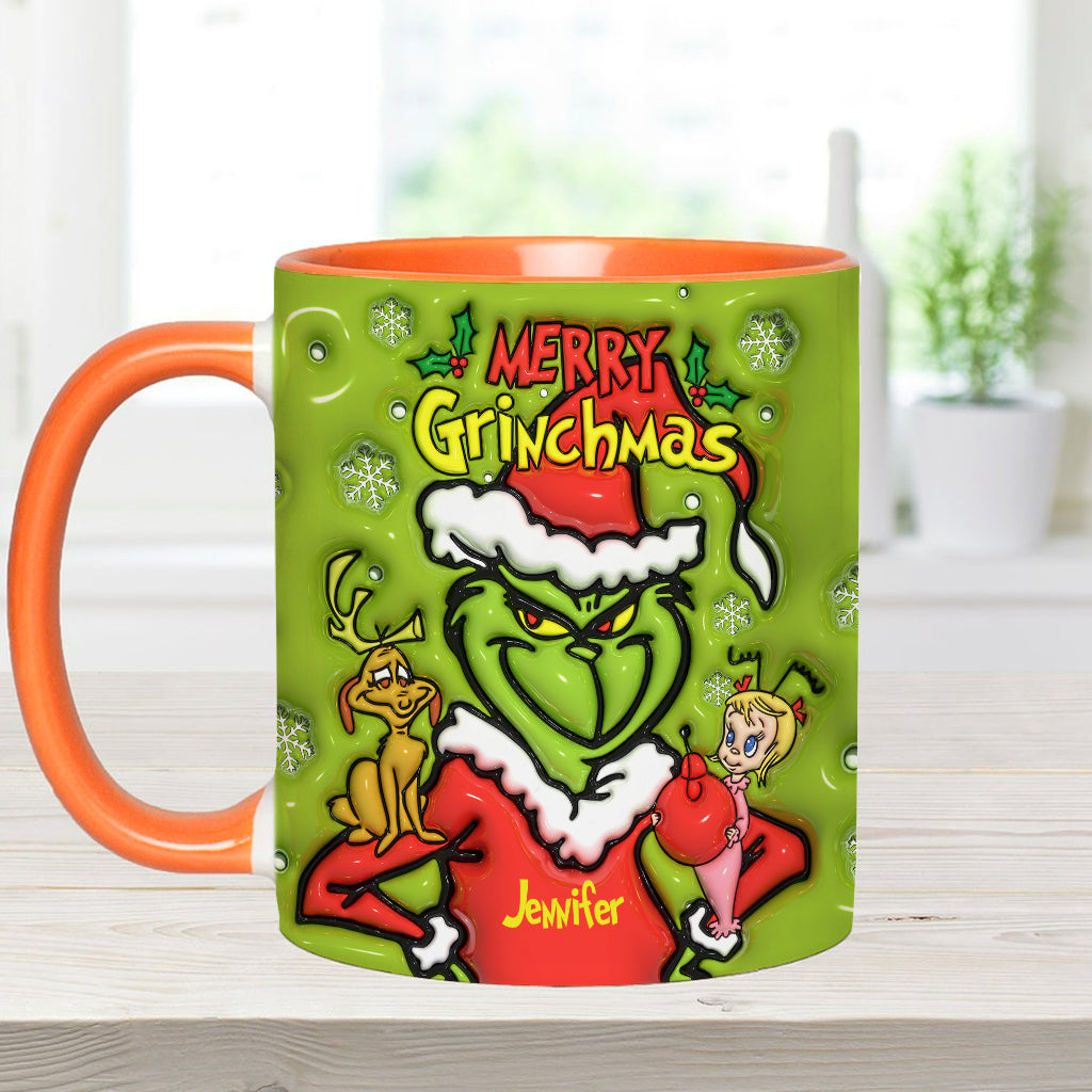 Personalized Merry Grinchmas Accent Mug Custom Name Gift for Christmas Accent Mug GradoCreations