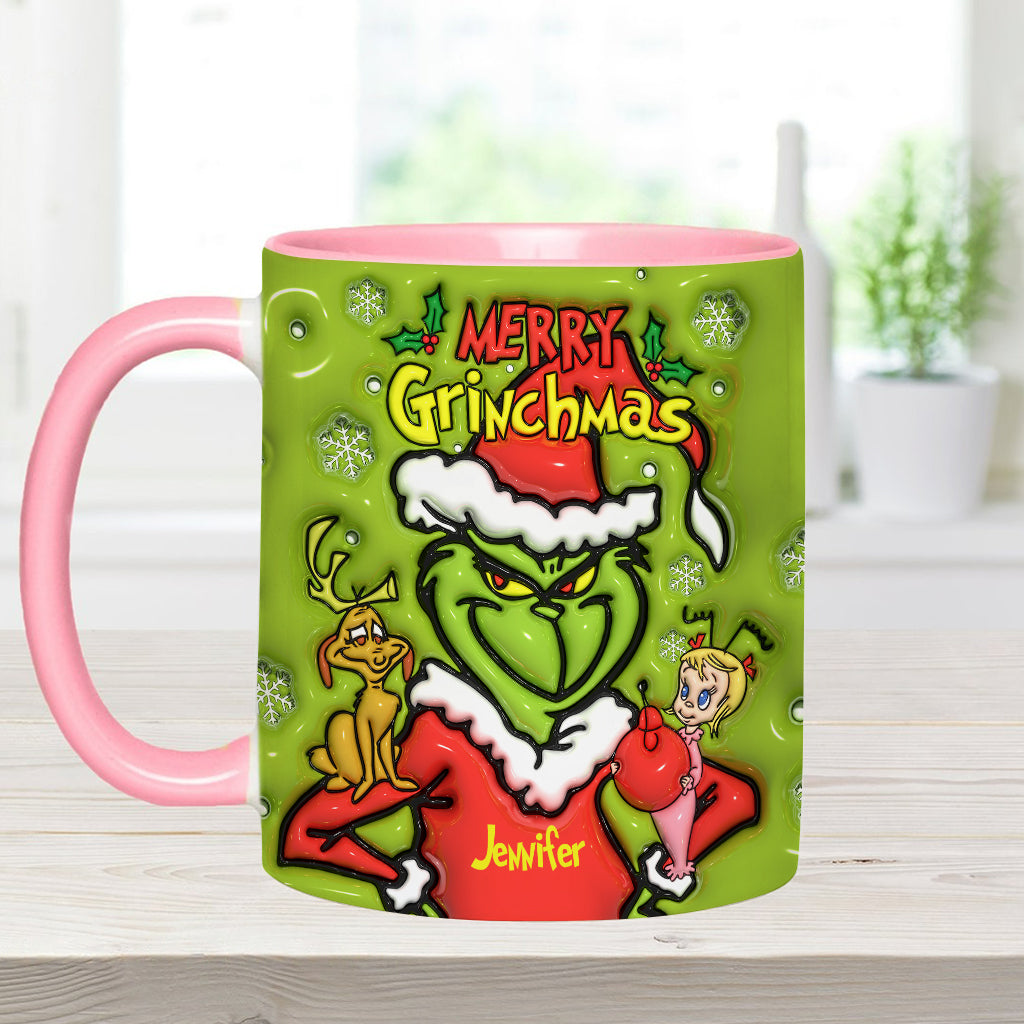 Personalized Merry Grinchmas Accent Mug Custom Name Gift for Christmas Accent Mug GradoCreations