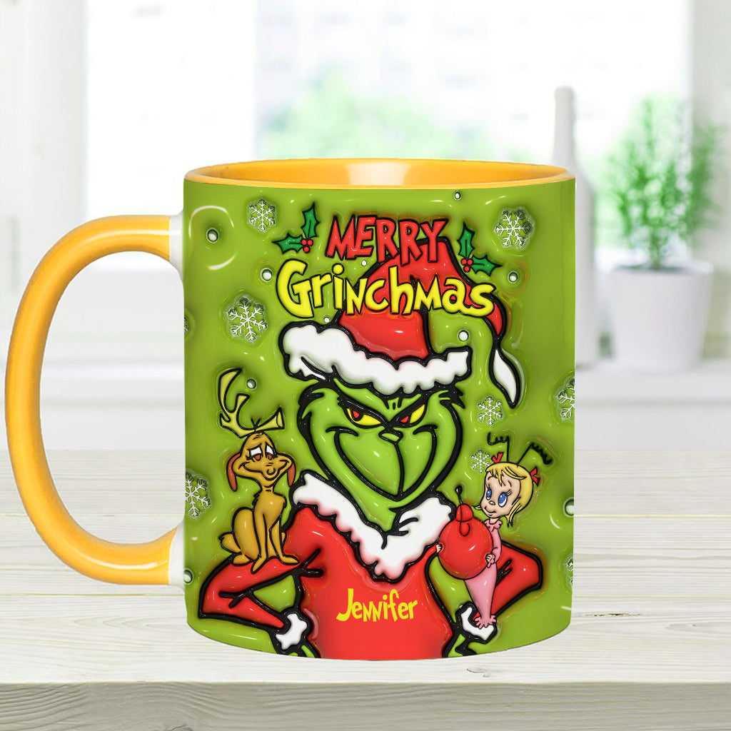Personalized Merry Grinchmas Accent Mug Custom Name Gift for Christmas Accent Mug GradoCreations