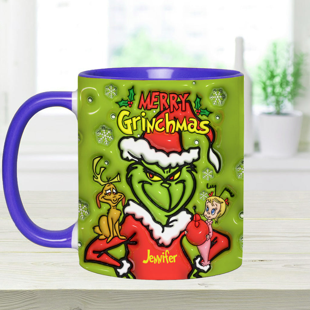 Personalized Merry Grinchmas Accent Mug Custom Name Gift for Christmas Accent Mug GradoCreations
