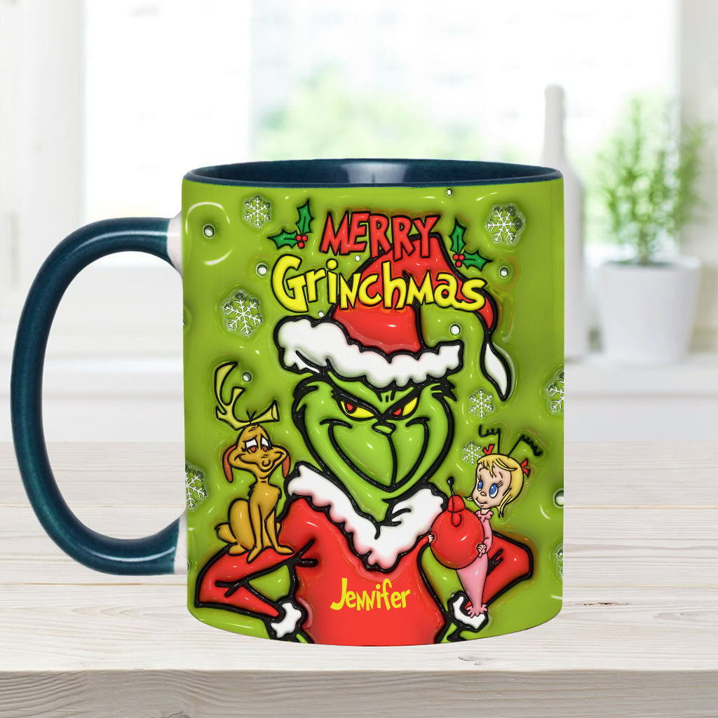 Personalized Merry Grinchmas Accent Mug Custom Name Gift for Christmas Accent Mug GradoCreations