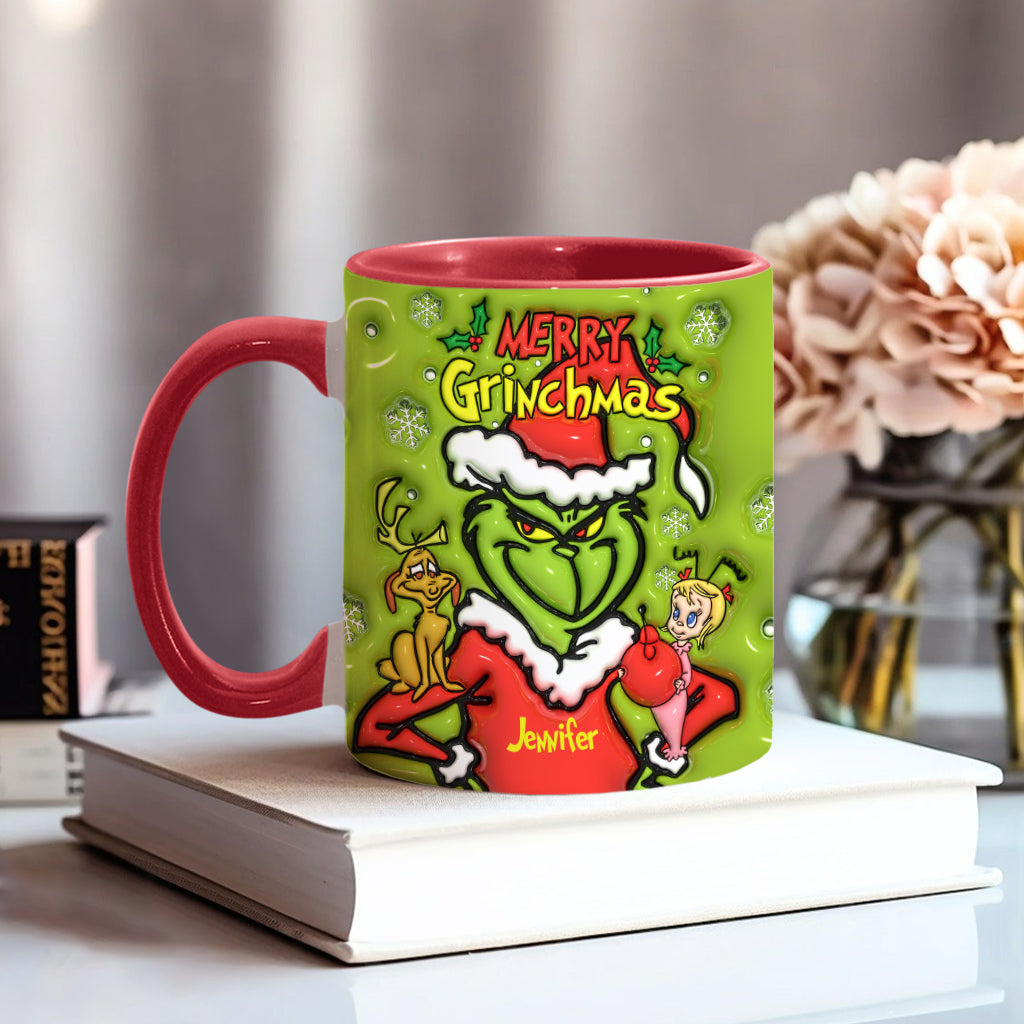 Personalized Merry Grinchmas Accent Mug Custom Name Gift for Christmas Accent Mug GradoCreations