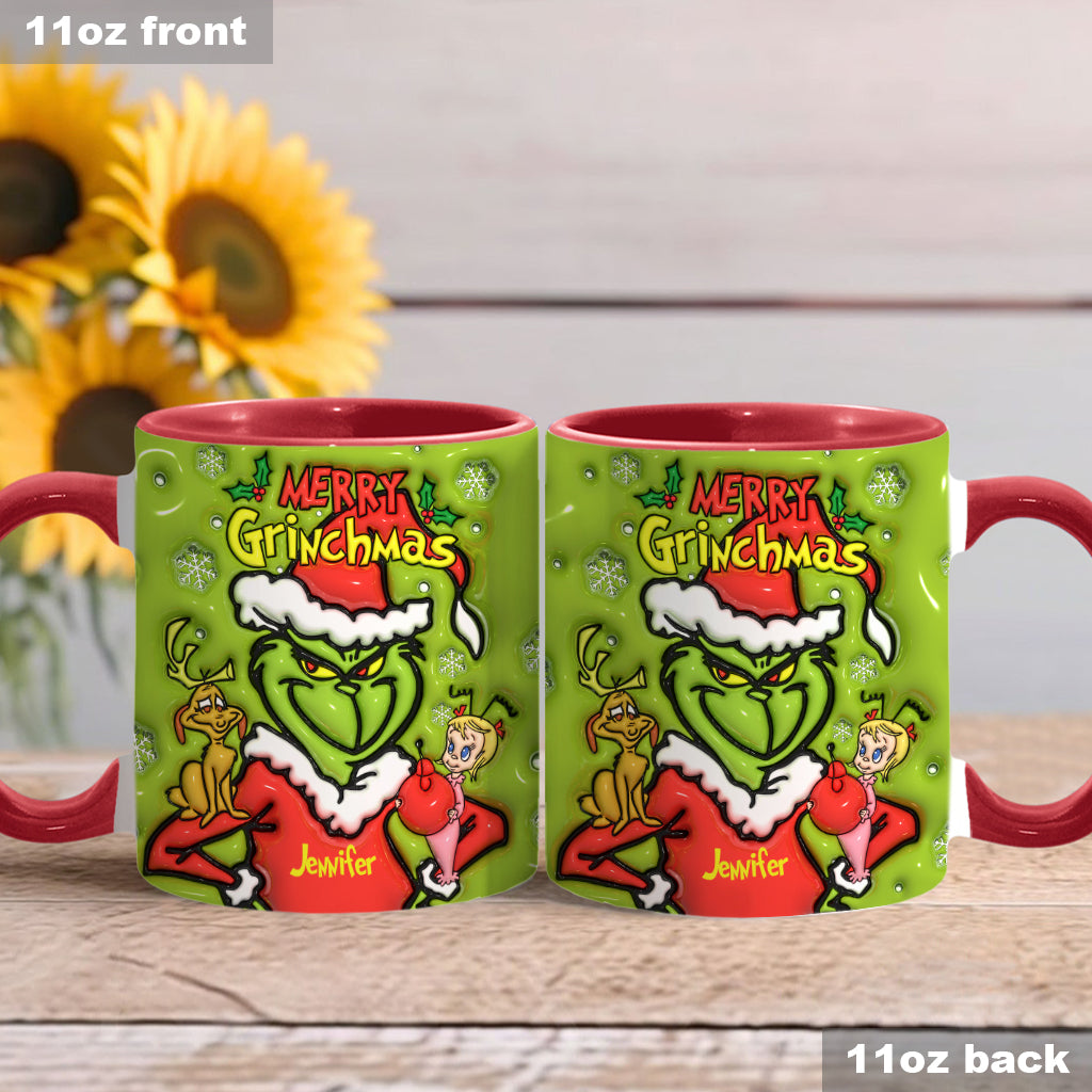 Personalized Merry Grinchmas Accent Mug Custom Name Gift for Christmas Accent Mug GradoCreations