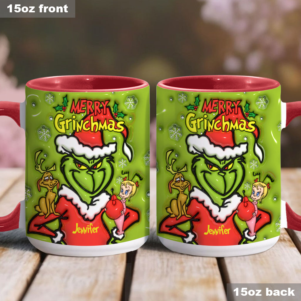 Personalized Merry Grinchmas Accent Mug Custom Name Gift for Christmas Accent Mug GradoCreations