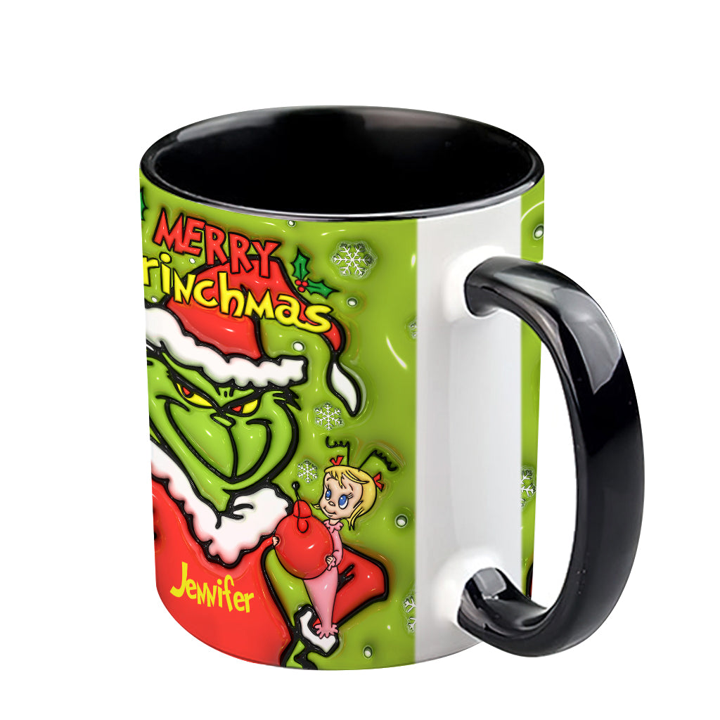Personalized Merry Grinchmas Accent Mug Custom Name Gift for Christmas Accent Mug GradoCreations