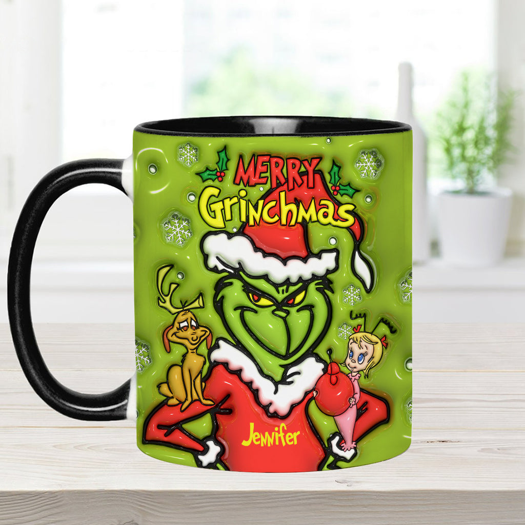 Personalized Merry Grinchmas Accent Mug Custom Name Gift for Christmas Accent Mug GradoCreations