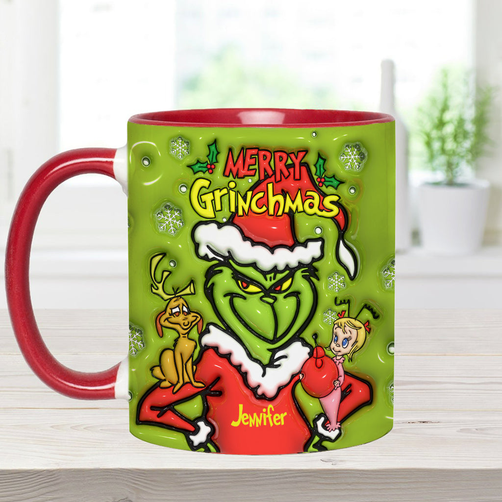 Personalized Merry Grinchmas Accent Mug Custom Name Gift for Christmas Accent Mug GradoCreations