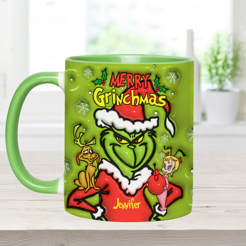 Personalized Merry Grinchmas Accent Mug Custom Name Gift for Christmas Accent Mug GradoCreations