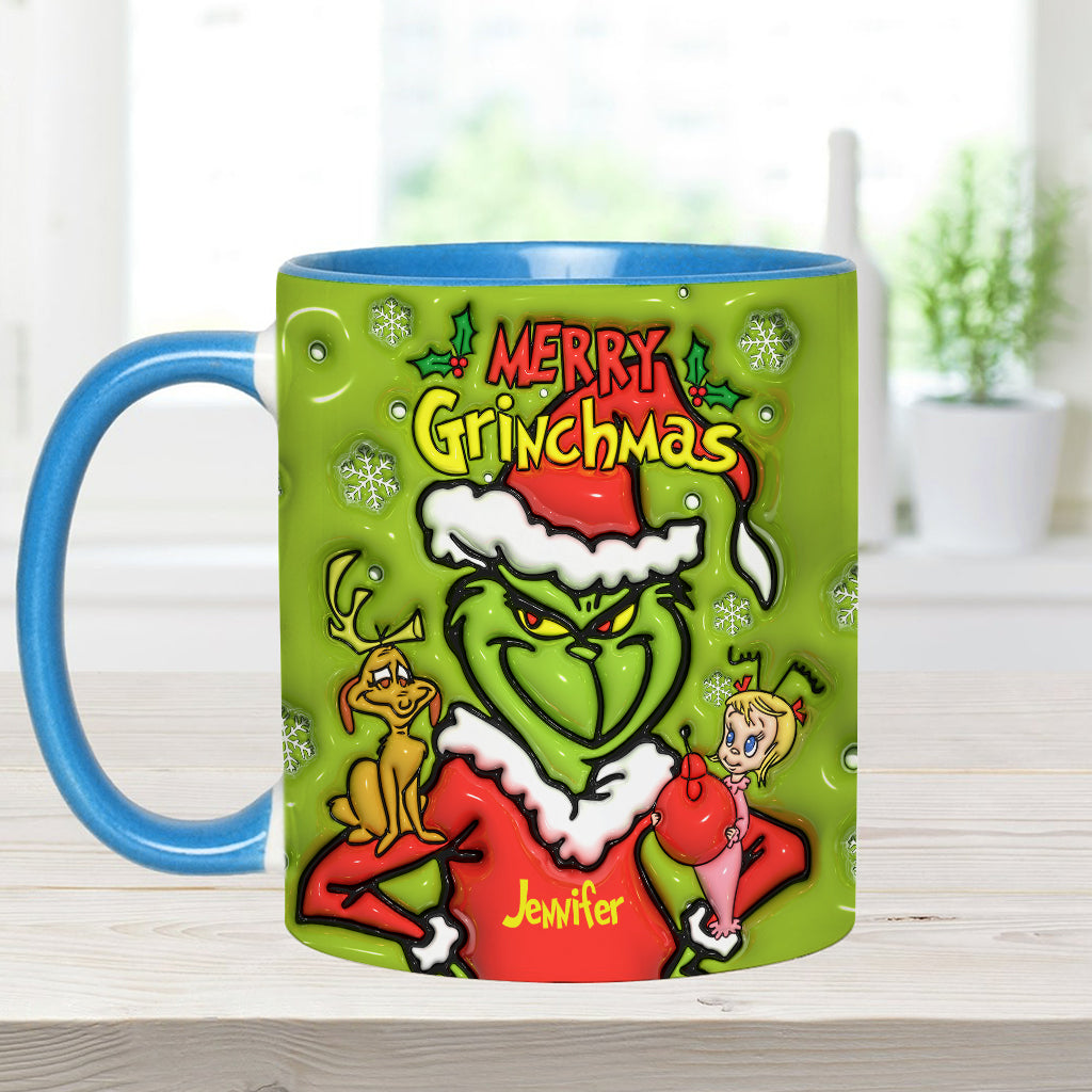 Personalized Merry Grinchmas Accent Mug Custom Name Gift for Christmas Accent Mug GradoCreations