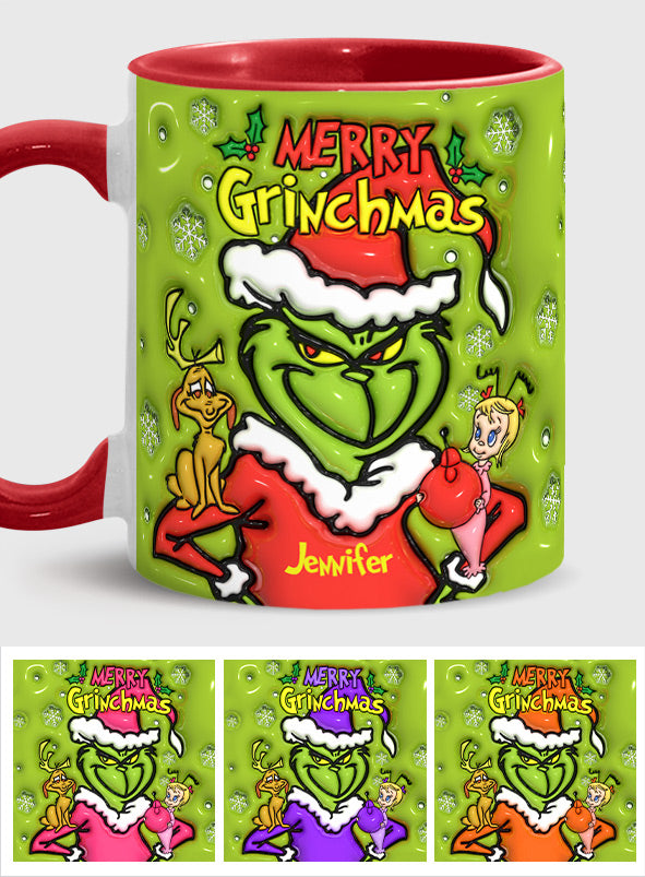 Personalized Merry Grinchmas Accent Mug Custom Name Gift for Christmas Accent Mug GradoCreations