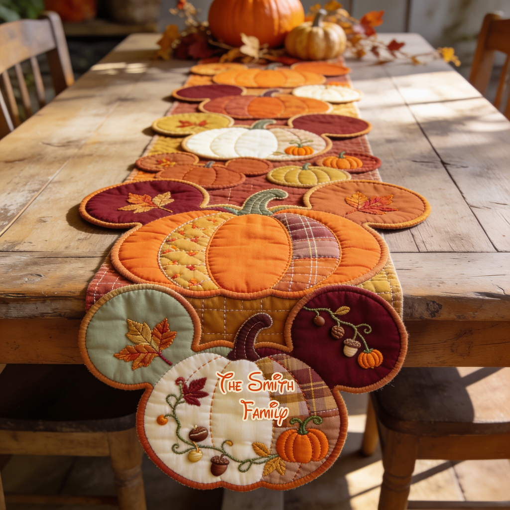 Personalized Pumpkin Table Runner Custom Shape for Fall Decor Custom Shape Table Runner GradoCreations