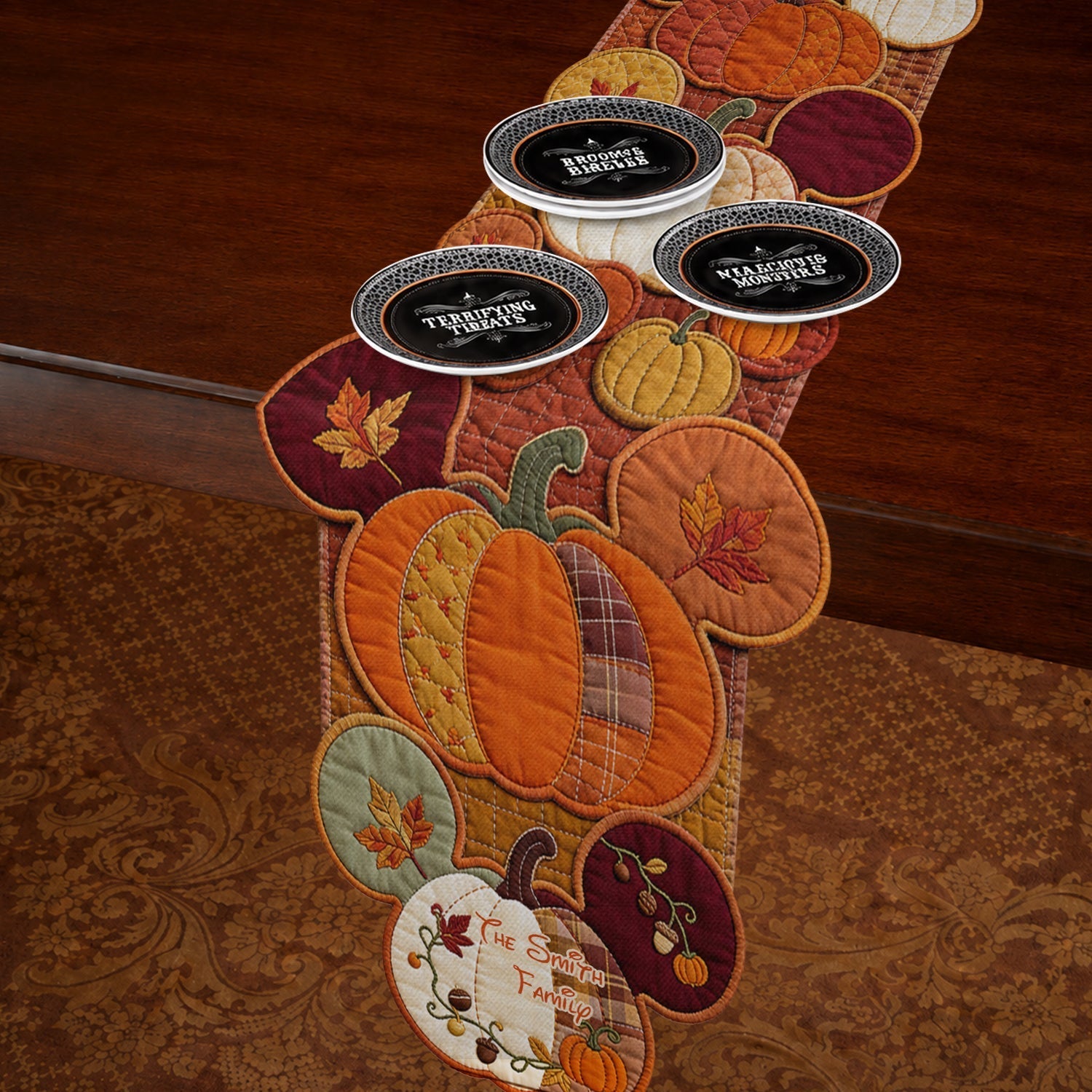 Personalized Pumpkin Table Runner Custom Shape for Fall Decor Custom Shape Table Runner GradoCreations