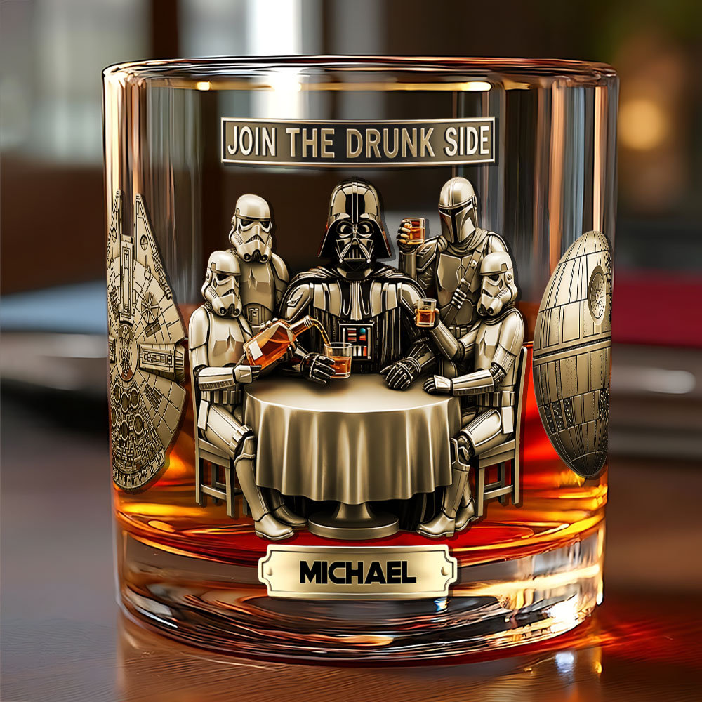 Personalized Whiskey Glass Join The Drunk Side Custom Name Gift for Dad Whiskey Glass GradoCreations