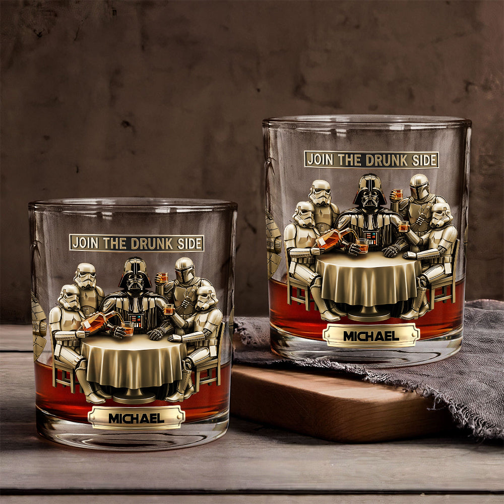 Personalized Whiskey Glass Join The Drunk Side Custom Name Gift for Dad Whiskey Glass GradoCreations