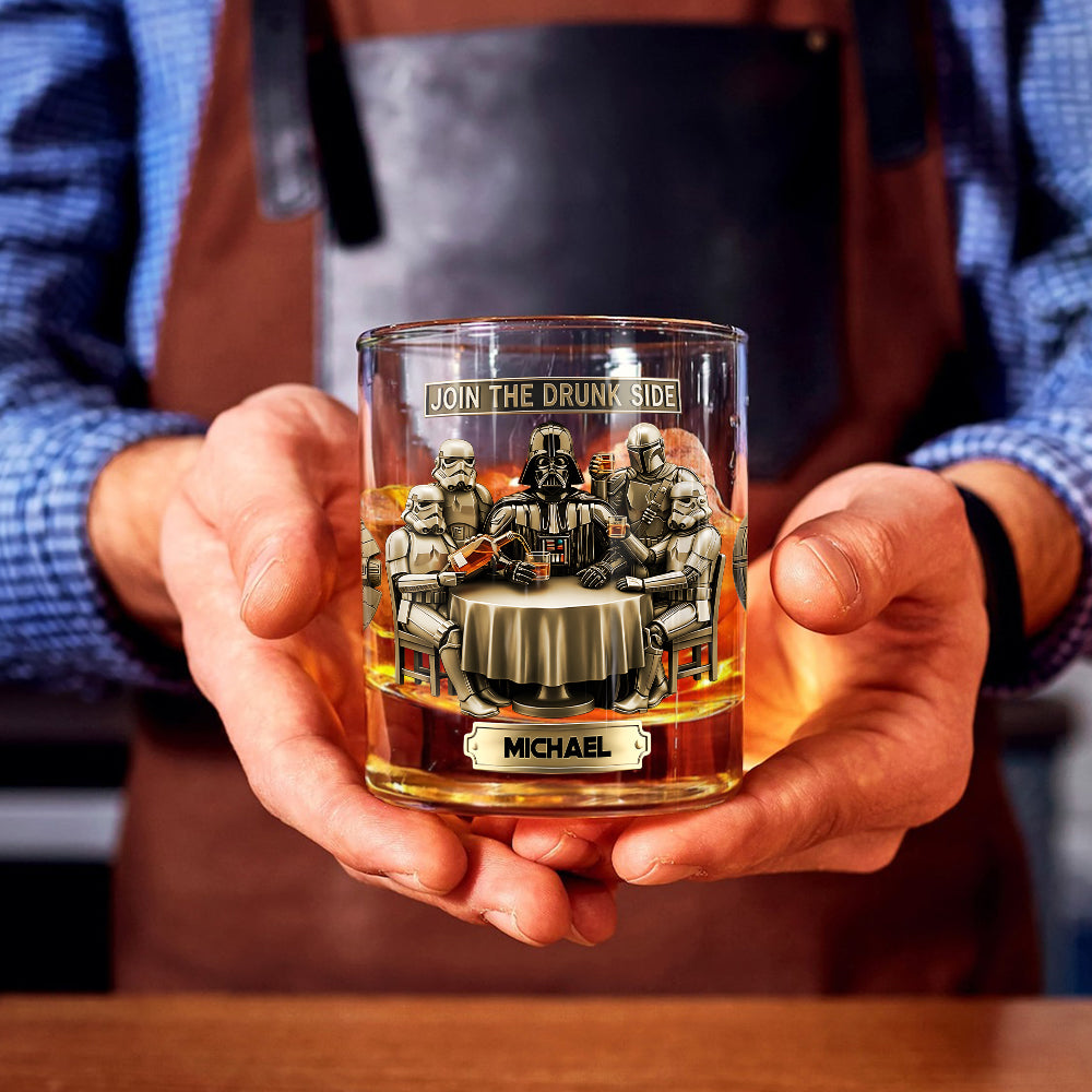 Personalized Whiskey Glass Join The Drunk Side Custom Name Gift for Dad Whiskey Glass GradoCreations