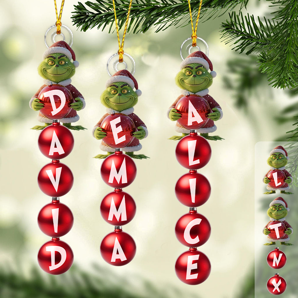 Personalized Grinchmas Transparent Ornament for Christmas Gift One-sided Ornament GradoCreations