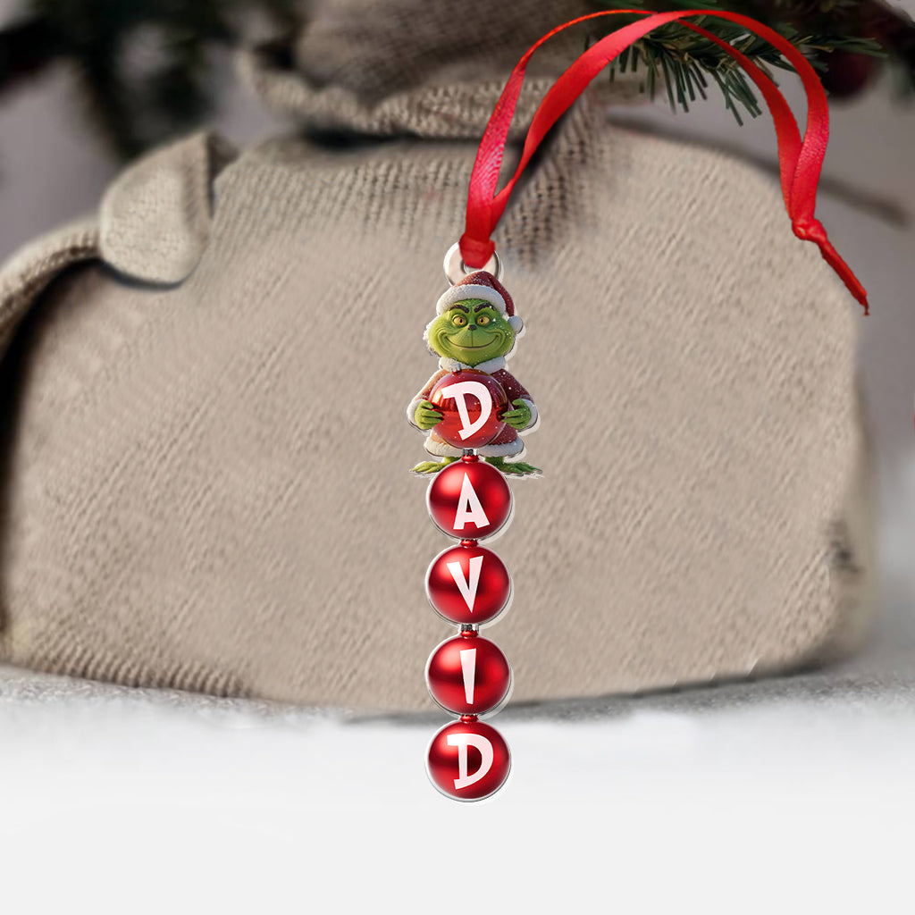 Personalized Grinchmas Transparent Ornament for Christmas Gift One-sided Ornament GradoCreations