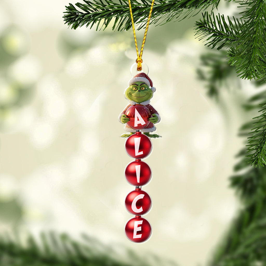 Personalized Grinchmas Transparent Ornament for Christmas Gift One-sided Ornament GradoCreations