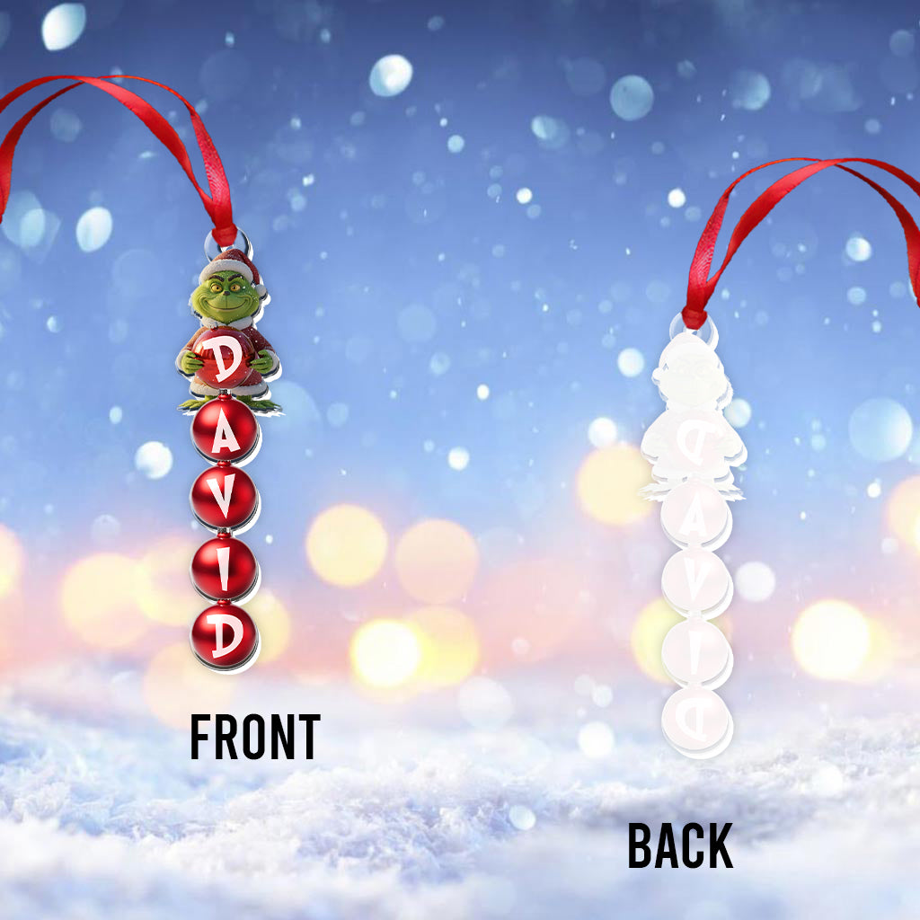 Personalized Grinchmas Transparent Ornament for Christmas Gift One-sided Ornament GradoCreations