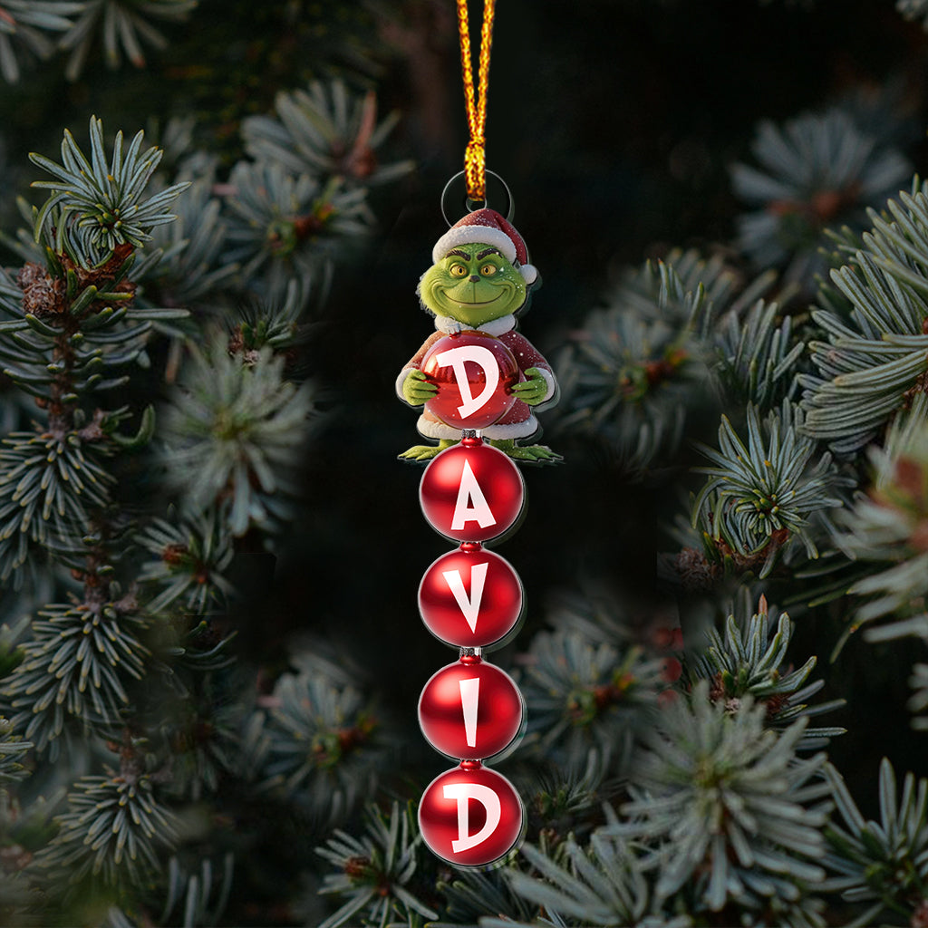 Personalized Grinchmas Transparent Ornament for Christmas Gift One-sided Ornament GradoCreations
