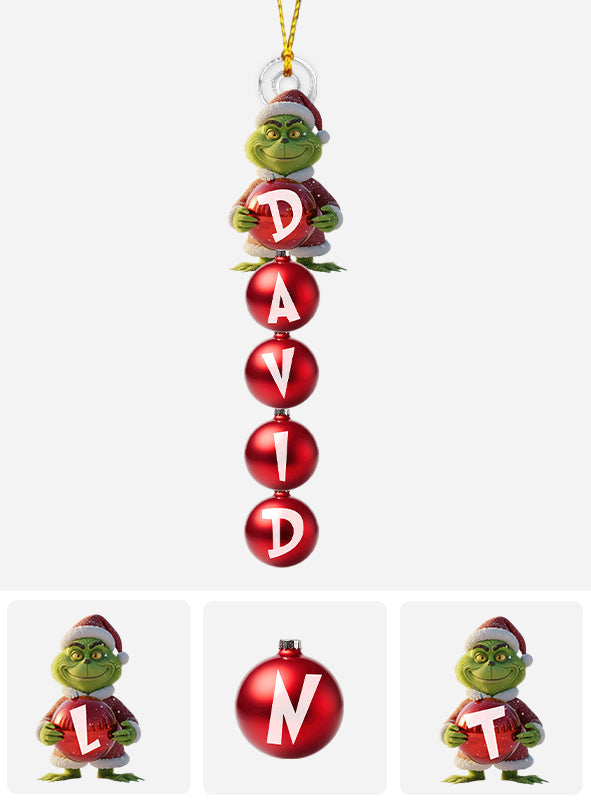 Personalized Grinchmas Transparent Ornament for Christmas Gift One-sided Ornament GradoCreations