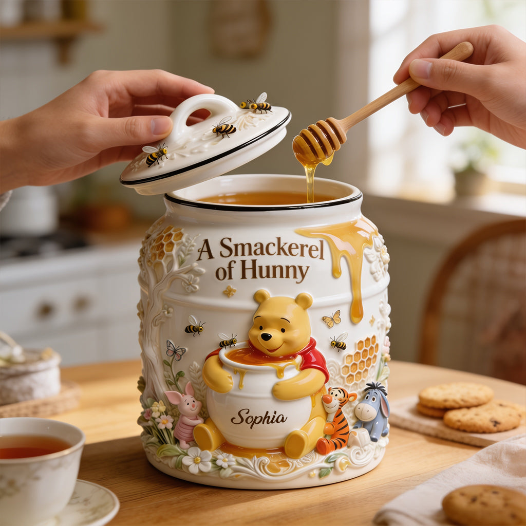 Personalized Ceramic Cookie Jar with Name Custom Hunny Bear Gift Cookie Jar GradoCreations