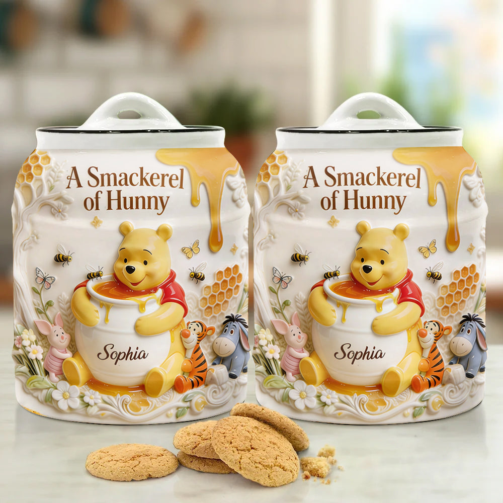 Personalized Ceramic Cookie Jar with Name Custom Hunny Bear Gift Cookie Jar GradoCreations