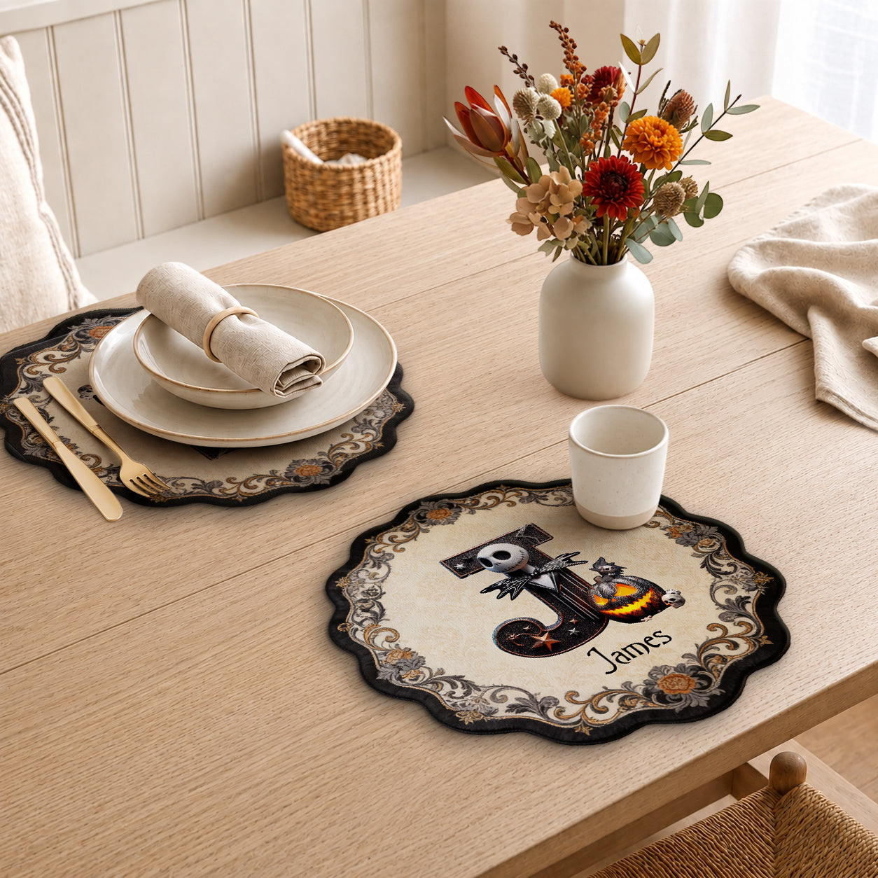 Personalized Nightmare Custom Shape Placemat for Family Table Decor Custom Shape Placemat GradoCreations