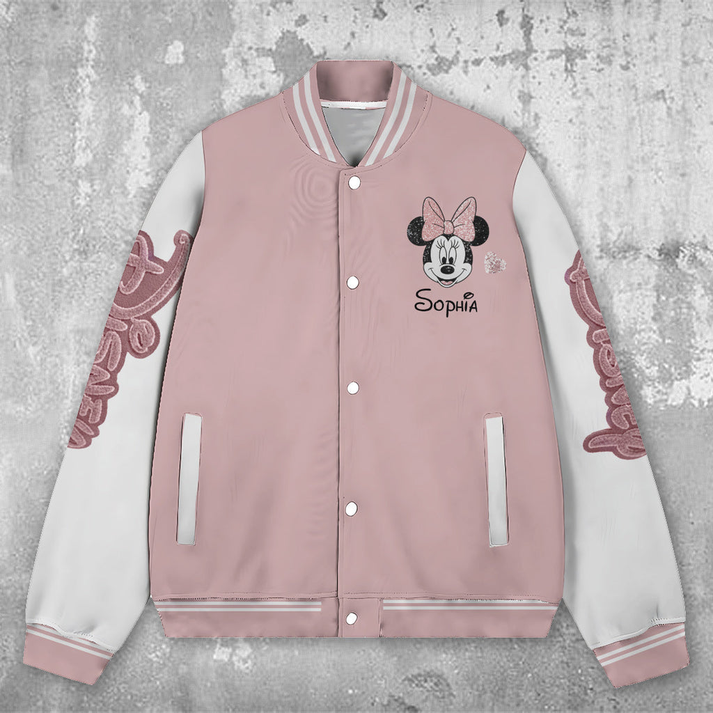 Personalized Minnie Mouse Varsity Jacket Custom Name Gift for Kids Varsity Jacket GradoCreations