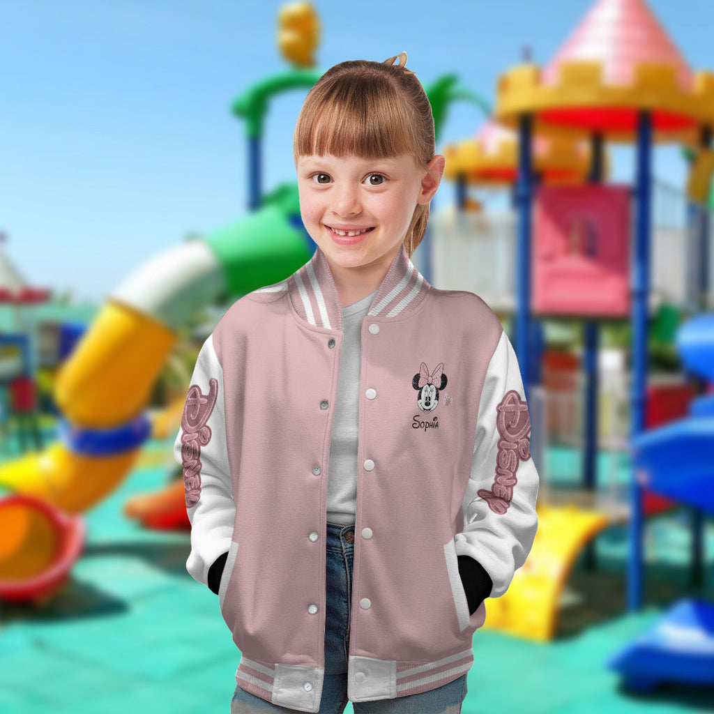 Personalized Minnie Mouse Varsity Jacket Custom Name Gift for Kids Varsity Jacket GradoCreations