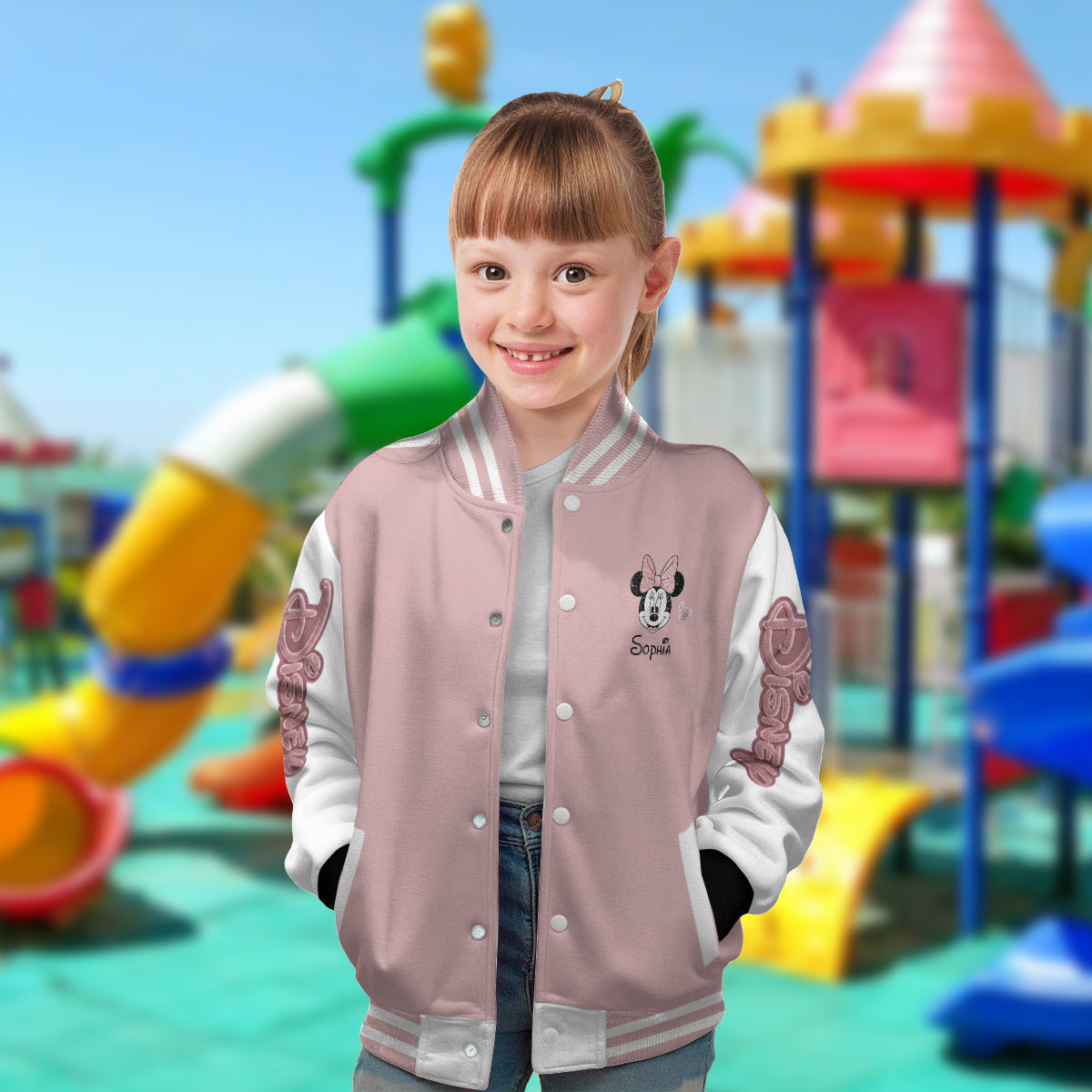 Personalized Minnie Mouse Varsity Jacket Custom Name Gift for Kids Varsity Jacket GradoCreations