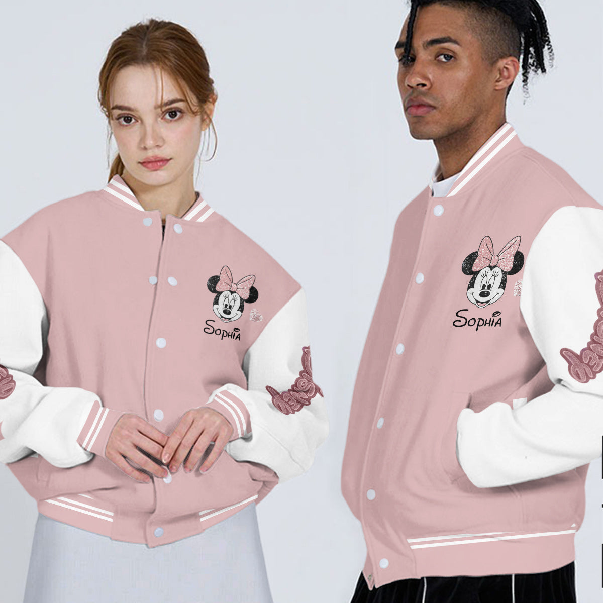 Personalized Minnie Mouse Varsity Jacket Custom Name Gift for Kids Varsity Jacket GradoCreations