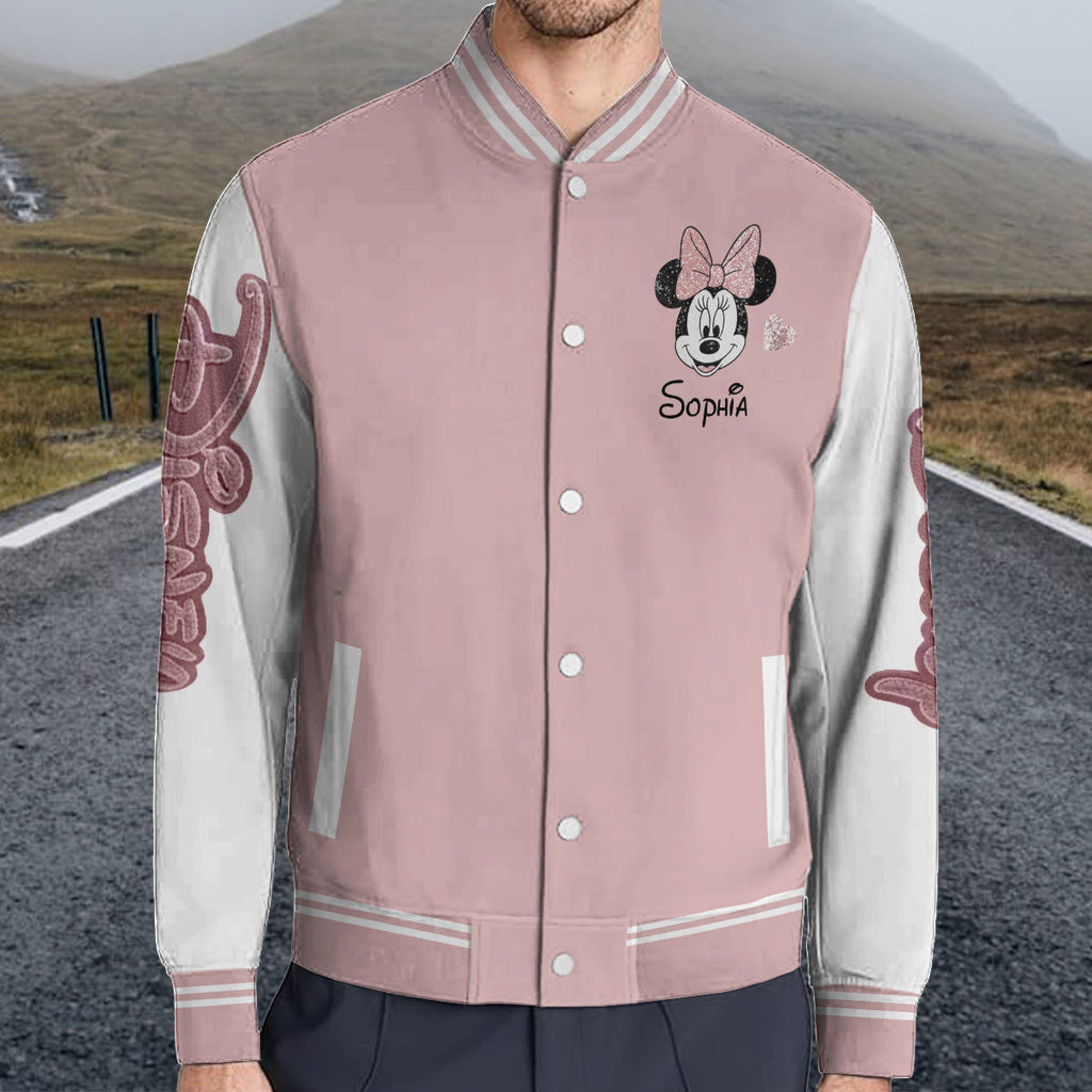 Personalized Minnie Mouse Varsity Jacket Custom Name Gift for Kids Varsity Jacket GradoCreations