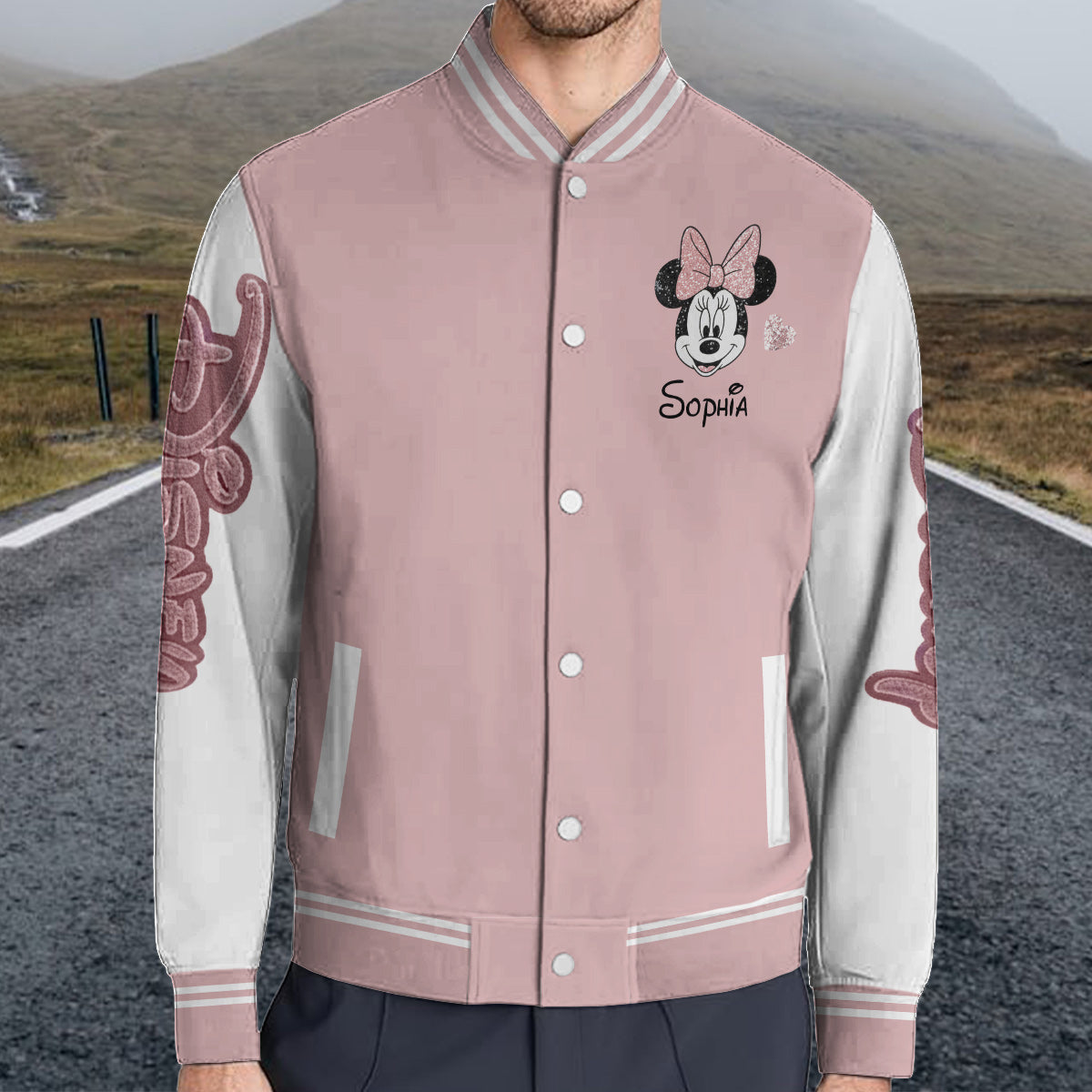 Personalized Minnie Mouse Varsity Jacket Custom Name Gift for Kids Varsity Jacket GradoCreations