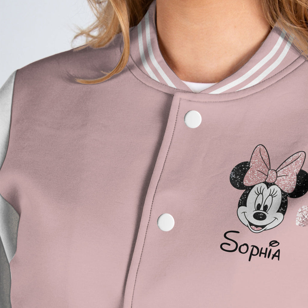 Personalized Minnie Mouse Varsity Jacket Custom Name Gift for Kids Varsity Jacket GradoCreations